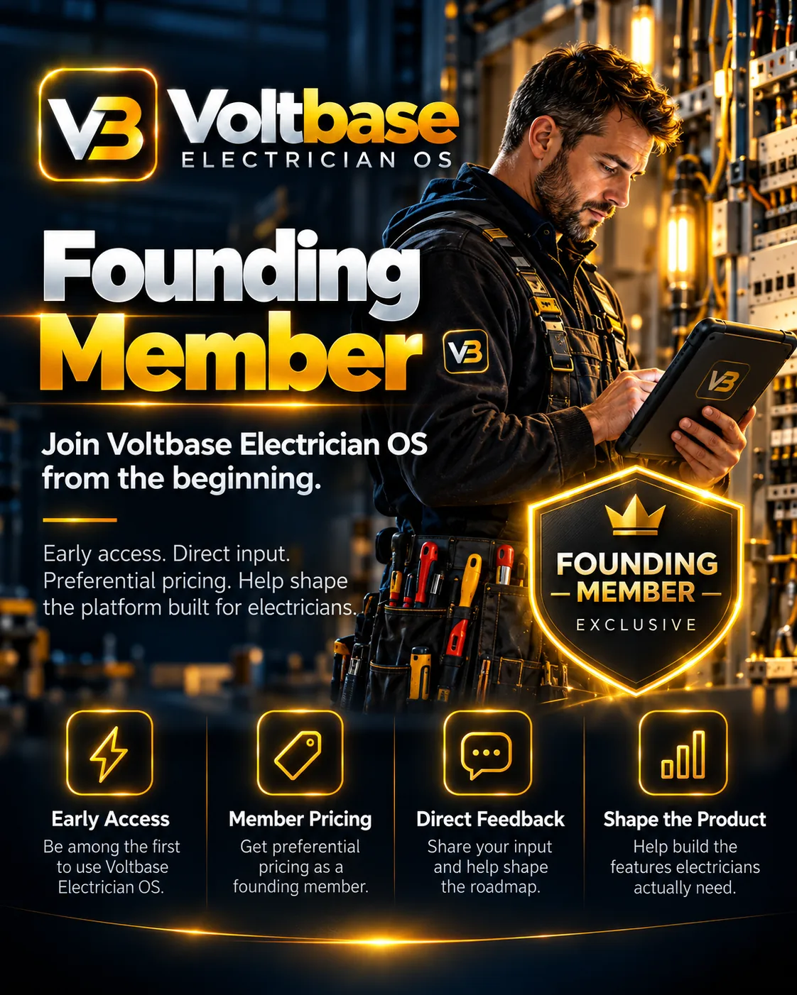 Voltbase Electrician OS founding member promotional artwork